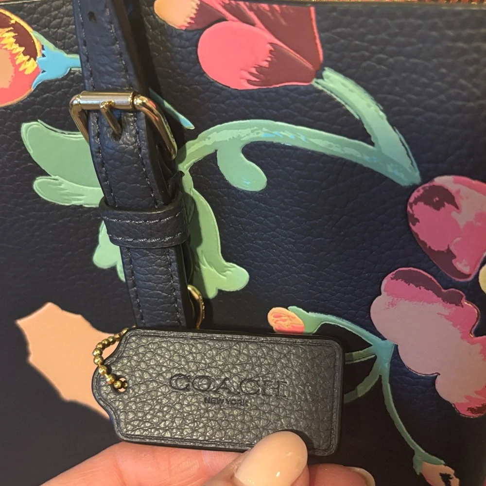 Coach Black Tote with Colorful Floral Design - Picture 6 of 15